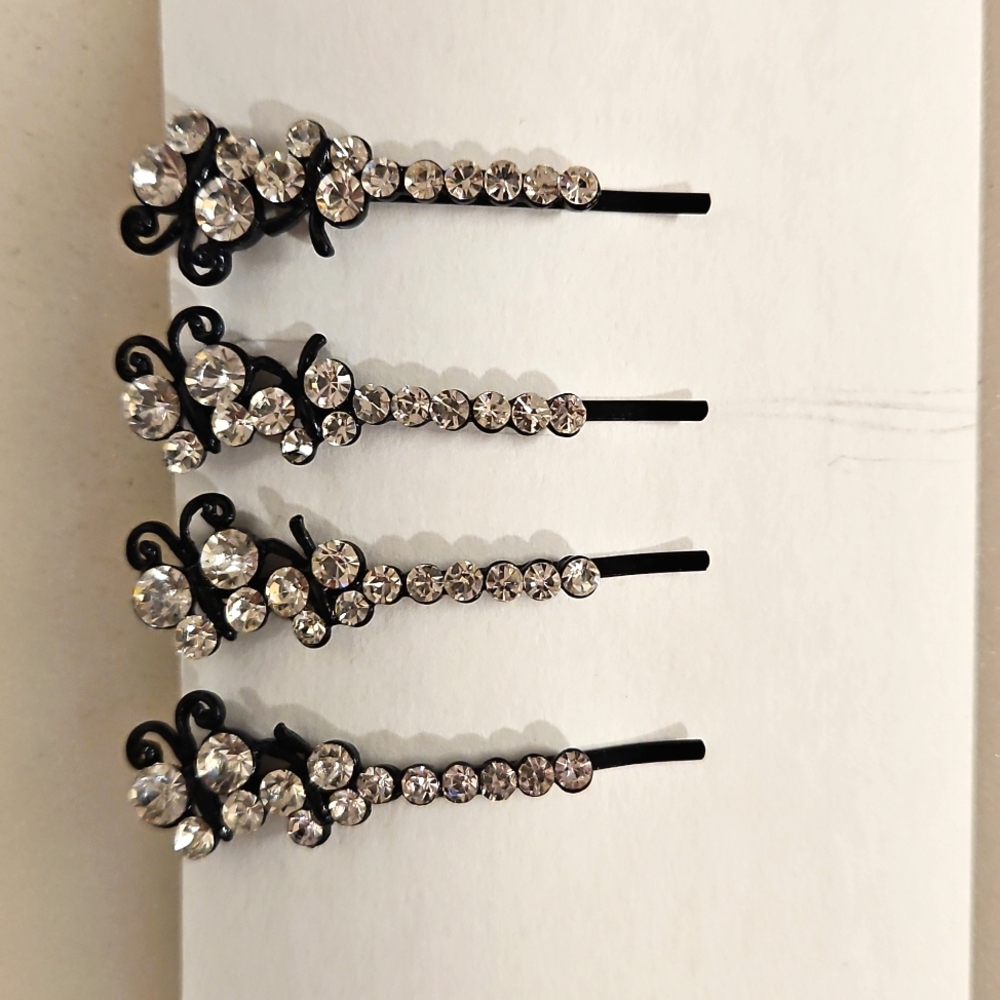 Set Of 4 Butterfly hair pins Special Occasion Updo Bun Braid Prom Party - Picture 3 of 4